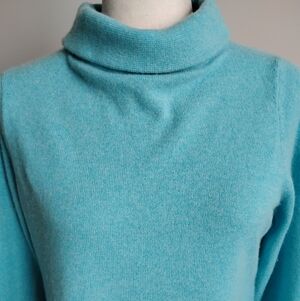 Talbots Cashmere Tunic Sweater Cowl Neck Turquoise Tiffany Blue Cozy Size Medium